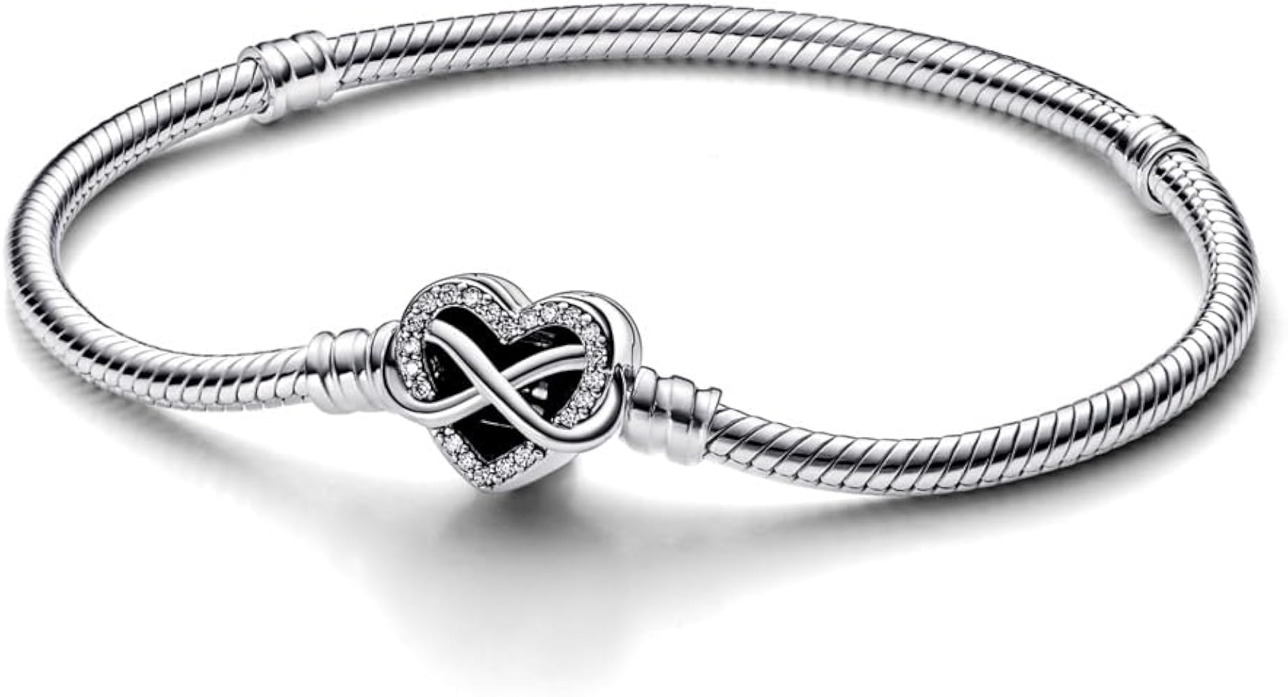 Pandora スパークリングハート&スネークチェーンブレス 17(約15cm)